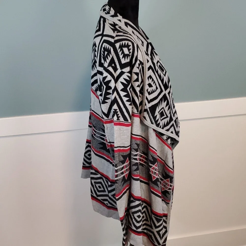 Aztec Print Waterfall Cardigan Small Cotton
